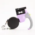 Laisse rétractable double pour chien violette avec lampe LED et deux mousquetons - Violet