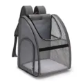 Premium grey breathable mesh pet carrier backpack for portable travel with cats and small dogs - L / With Black