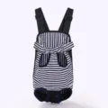 Adjustable blue and white striped pet front carrier backpack for small dogs and cats - S / Blue White Stripe Canvas