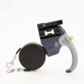 Laisse double rétractable pour chien avec lampe LED intégrée et poignée ergonomique grise - Gris