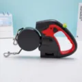 Laisse double pour chien rétractable automatique en noir et rouge avec poignée ergonomique - Rouge