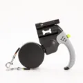 Laisse rétractable double pour chien noire et grise avec lampe LED intégrée - Noir