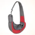 Portable breathable mesh pet carrier sling bag in red and grey for small dogs and cats - Red
