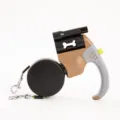 Double laisse rétractable pour chien avec lampe torche LED et poignée ergonomique. - Café