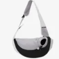 Portable grey mesh pet sling carrier bag for small dogs and cats on white background. - Size L (37x29x25cm) / No. 11 Upgraded Model Black & Grey