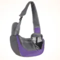 Portable purple mesh pet sling bag with adjustable strap for dogs and cats - Purple
