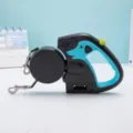 Laisse double rétractable automatique pour chien avec poignée en forme de chien - Bleu lac