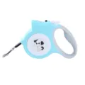Laisse pour chien rétractable automatique bleu clair avec lumière LED intégrée pour la nuit - Bleu clair