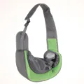 Portable pet sling carrier in grey and lime green mesh for small dogs and cats - Green