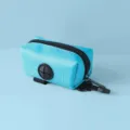 Durable light blue fabric pet waste bag dispenser with clip for daily dog walking - 10x5cm / Aqua Blue