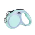 Automatic retractable dog leash in mint green with ergonomic handle for small dogs - Green & Grey Puppy Pattern