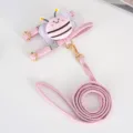 Adjustable pink corduroy cat harness and leash set with a cute plush bee decoration - M / Pink