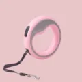 Laisse rétractable rose en forme d'anneau avec poignée grise ergonomique et sangle - 2,5 mètres / Rose