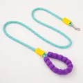 Durable dog leash featuring purple soft foam cloud handle and teal colored reflective rope - Reflective Blue (1.0cm Thick * 1.5m Long)