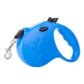 Professional blue retractable dog leash featuring an embossed paw print and metal clip - 5 Meters in OPP Bag / Blue Footprints