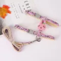 Adjustable pink cat harness and leash set with cute rabbit decoration for small pets - Cartoon Rabbit Pink