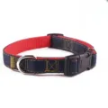 Durable denim dog collar with adjustable buckle and red inner lining for large dogs - Size M - Width 1.5 cm / Single Collar Red