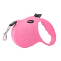 Durable retractable pink dog leash with ergonomic handle and cute paw print design - 5 Meters in OPP Bag / Pink Footprints