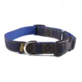 Durable blue denim dog collar with adjustable buckle and D-ring - Size M - Width 1.5 cm / Single Collar Blue