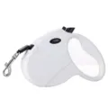 White automatic retractable pet leash featuring an ergonomic handle and metal clip - Dog Head White