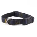 Durable adjustable denim dog collar featuring a strong plastic buckle and metal D-ring - Size M - Width 1.5 cm / Single Collar Black