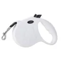 Professional white retractable pet leash with ergonomic handle and paw pattern - White Footprints