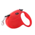 Red retractable dog leash with ergonomic handle and durable metal heavy duty hook - Red Dog Head