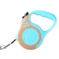 Automatic retractable pet leash for dogs and cats in blue and tan with bone patterns - 3 Meters Card Packaging / Beige Light Blue
