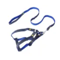 Durable denim and nylon dog harness and leash set for large dogs in a stylish blue colorway - Size S - Width 1.0 cm / Blue 2-Piece Set [Leash & Harness]