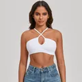 Sujetador deportivo blanco con cuello cruzado para mujer, top de yoga de secado rápido - S / Tops / Blanco