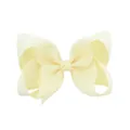 Elegante pinza de pelo clásica con lazo de cinta de falla crema para niñas pequeñas. - Grosgrain Normal / Amarillo claro
