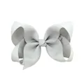 Elegante pasador de pelo con lazo de cinta de grosgrain gris claro para niñas - Grosgrain Normal / Gris claro