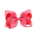 Pasador de pelo con lazo de cinta de grosgrain rosa grande para accesorios de niñas - Rosa Brillante (27)