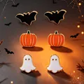Σετ σκουλαρίκια ρητίνης Halloween με σχέδια νυχτερίδας, κολοκύθας και φαντάσματος - Στυλ Χρυσό KC (F55)