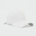 Minimalist plain white cotton baseball cap featuring UPF50+ UV sun protection for adults - Adjustable / White