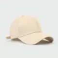 Unisex minimalist beige cotton baseball cap with UPF50+ UV protection, curved brim - Adjustable / Beige