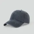 Washed charcoal pure cotton baseball cap with a soft top and wide brim design - Adjustable / Washed Cotton (26010M) / Navy Blue