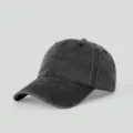 Premium washed cotton baseball cap with a wide brim and soft top in distressed dark grey - Adjustable / Washed Cotton (26010M) / Black