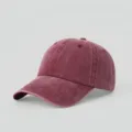 Distressed burgundy washed cotton baseball cap featuring an adjustable soft top - Adjustable / Washed Texture Style (26010M) / Burgundy