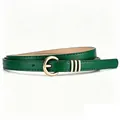 Elegant green faux leather belt for women with a stylish golden E-shaped metal buckle - Green / Length 104 Width 1.4