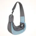 Breathable mesh pet carrier sling bag for small dogs in grey and light blue color - Light Blue