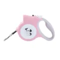 Laisse rétractable rose pour chien avec lampe LED intégrée et illustration de chiot - Rose Clair