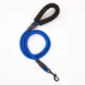 Blue reflective dog leash with comfortable foam handle and durable black metal clip. - Blue Foam Round Rope 1.2cm Thick * 1.5m Length