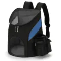 Breathable black and blue pet carrier backpack featuring side accessory pouches and mesh windows. - S (Up to 3kg) 33x30x24cm / Black Match Blue