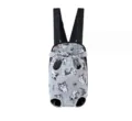 Portable adjustable pet carrier front backpack featuring a cute gray cartoon cat print design - Gray Cat