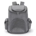 Foldable grey pet carrier backpack for dogs and cats with mesh windows and side pockets - Small Size S / Gray