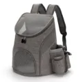 Grey breathable pet backpack carrier for cats and dogs with mesh windows and side pockets - S (Up to 3kg) 33x30x24cm / Gray