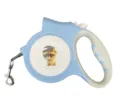Laisse pour chien LED rétractable automatique bleue avec motif de chien mignon et poignée - Bleu ciel