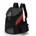 Breathable black pet backpack carrier with red stripe for hiking with cats and small dogs - S (Up to 3kg) 33x30x24cm / Black and Red