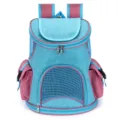 Blue and magenta portable pet backpack carrier for cats and small dogs with side pockets - Small Size S / Lake Blue and Pink
